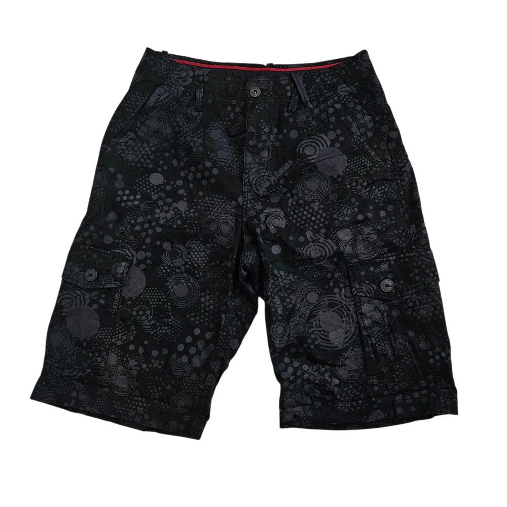 Nike Jordan Jumpman (Men's 30R) Black Graphic Print Cargo‎ Shorts Y2K Baggy